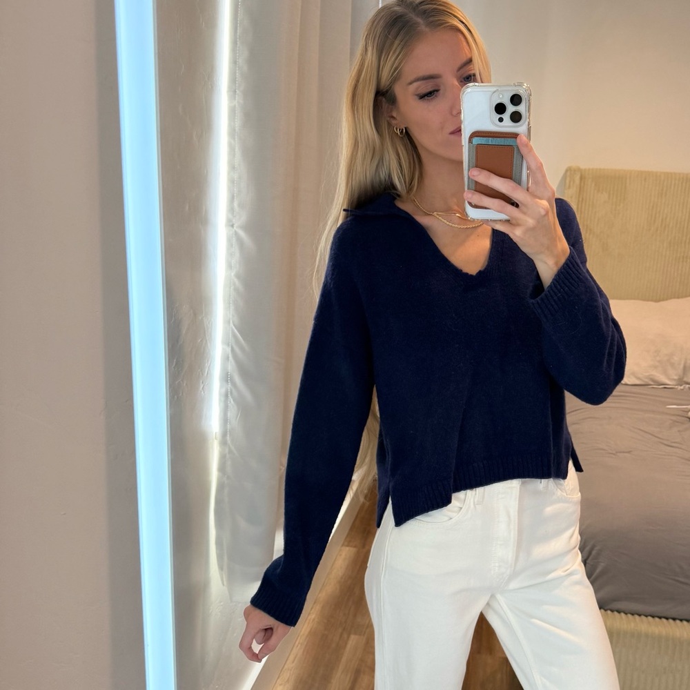 Madewell Navy V-Neck Knit Sweater